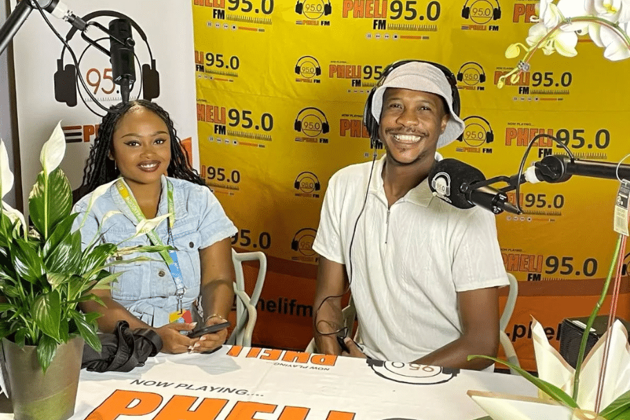 Community radio presenters broadcasting live at the Community Radio Village